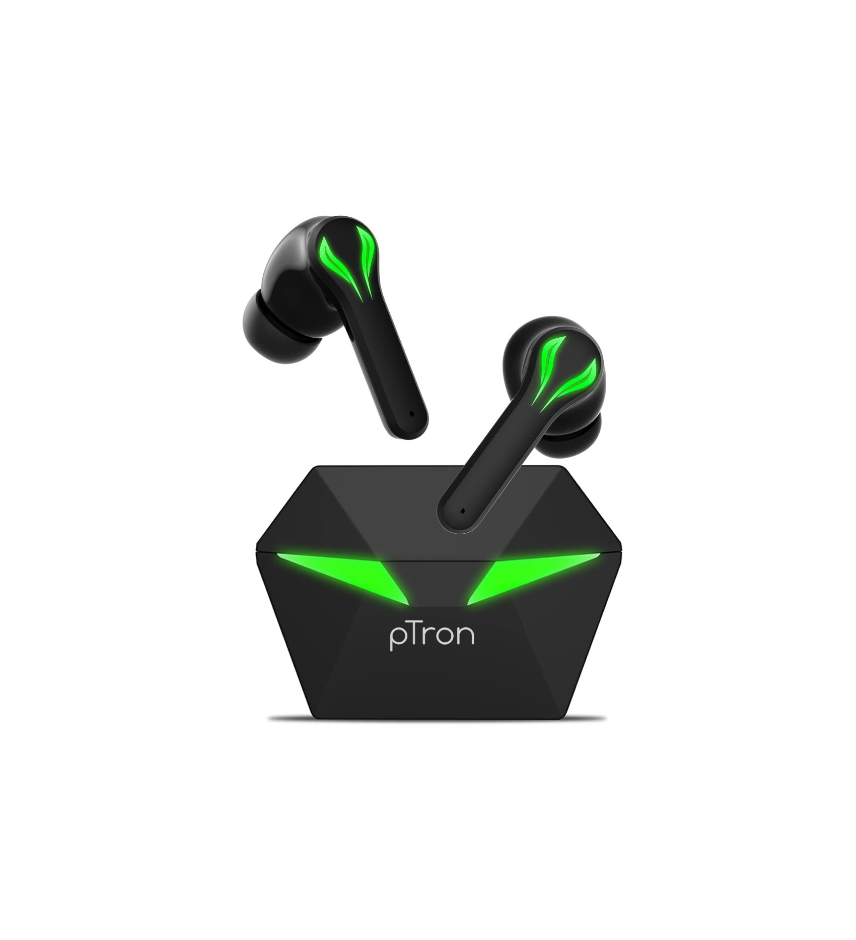 pTron Bassbuds Jade Truly Wireless in Ear Earbuds with 40ms Gaming Low Latency, HD Stereo Calls, 40Hrs Playtime, 1-Step Pairing Bluetooth Headphones, Fast TypeC Charging & IPX4 Waterproof (Black)
