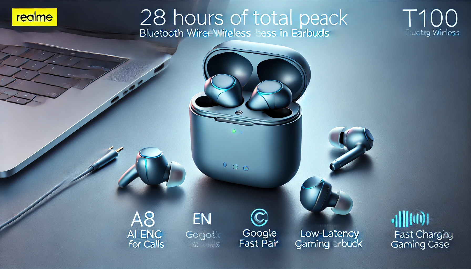 Amazon Great Indian Festival: Rush Hour Deals on Realme Buds T100 - 28H Playback, Fast Charge, AI ENC