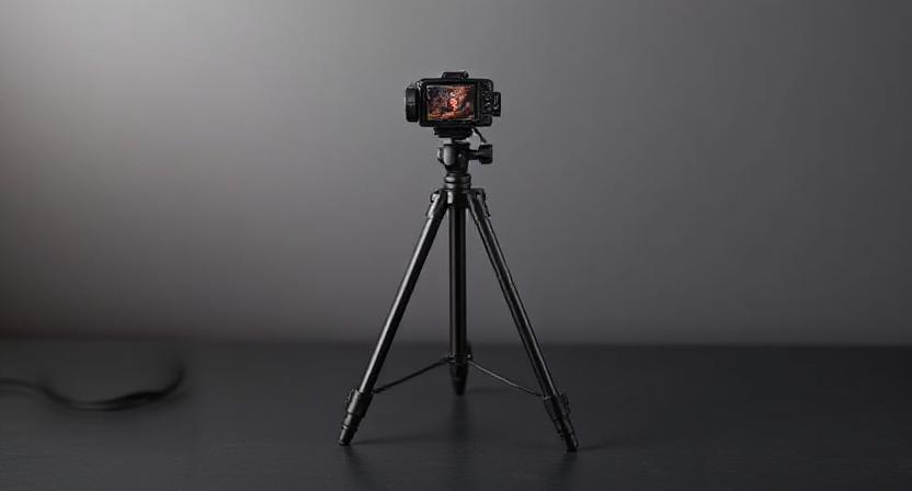 Foldable tripod stand compact and extended view.