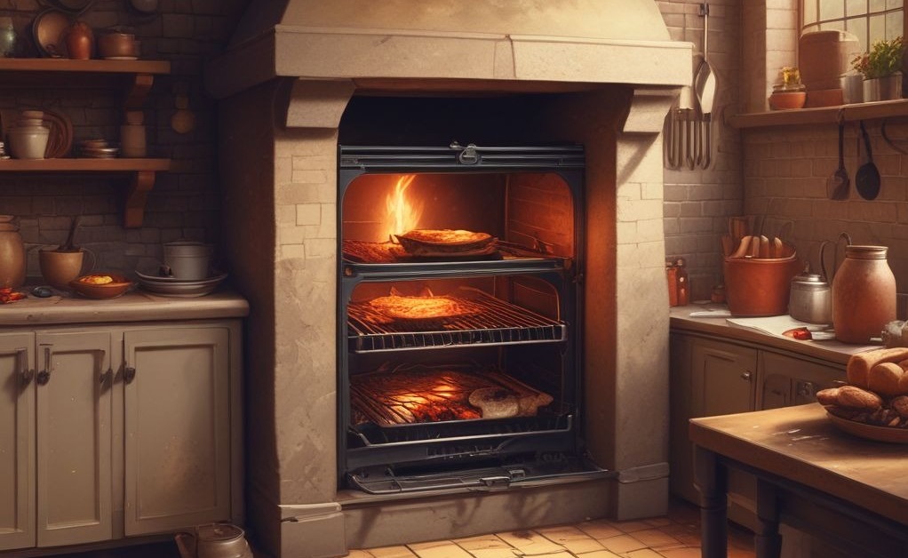 Stainless steel baking oven with convection fan