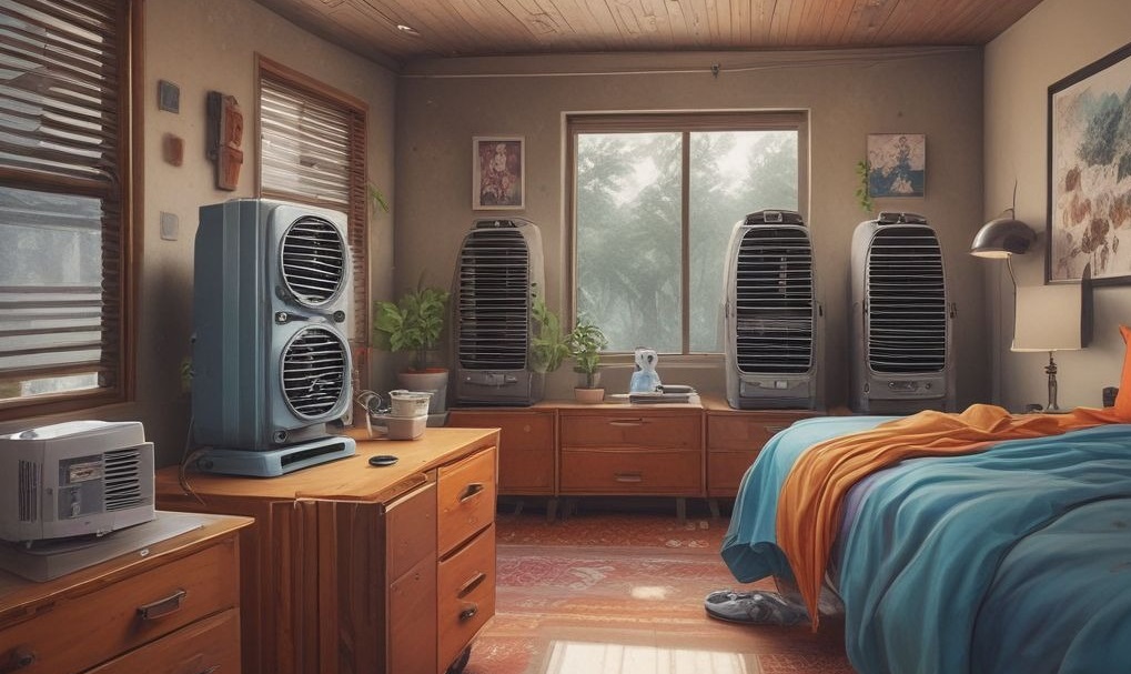 Stylish air cooler in an Indian bedroom setup