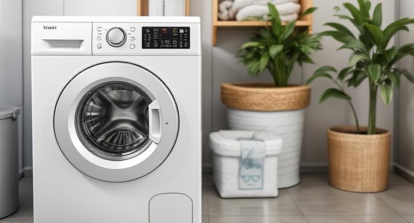 Front-load washing machine indoors during monsoon