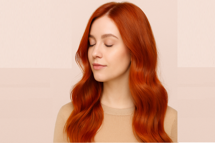 hand applying oil to coloured hair