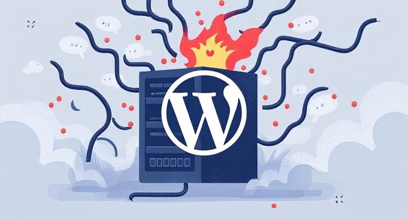 WordPress website security risks illustration.