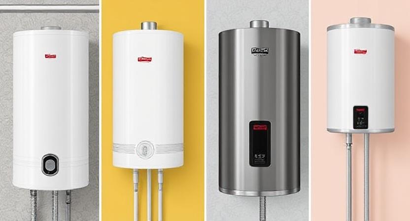 Energy-efficient 5-star Bee Rated Storage Geyser for Indian Home, with Savings Display.