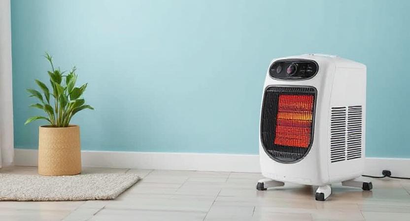 Modern, Portable Oil-filled Radiator (ofr) Room Heater in a Cozy, Indian Living Room.