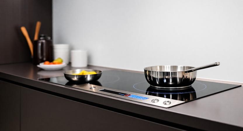 Sleek Black Portable Induction Cooktop with Precise Touch Controls.