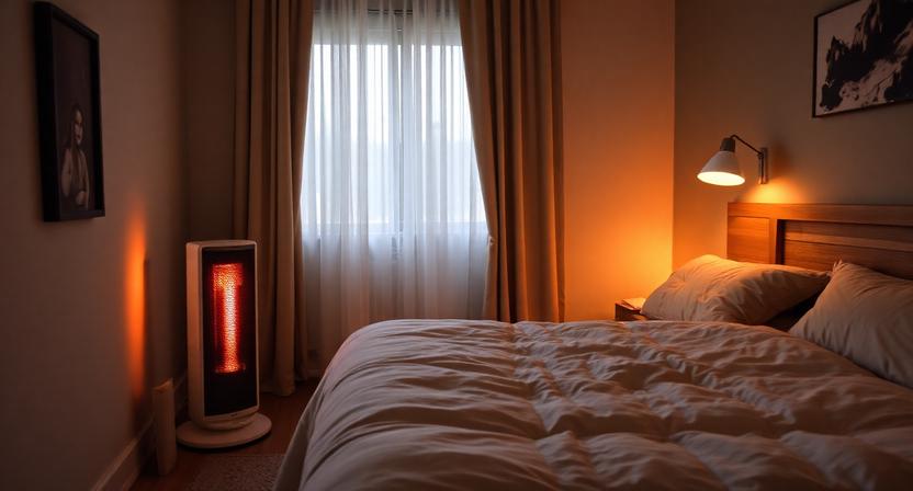 High-efficiency, Silent Ofr (oil Filled Radiator) Room Heater Operating Safely in a Modern Bedroom Setting