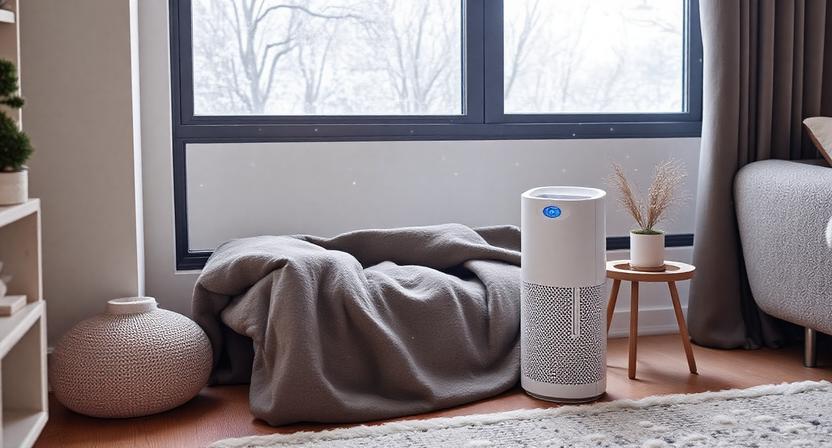 Compact Hepa Air Purifier for Small Apartment in Winter, Filtering Cold-weather Allergens and Reducing Dry Air Static. Lightweight, Silent Operation, and Ideal for Bedroom or Dorm Room Air Quality.