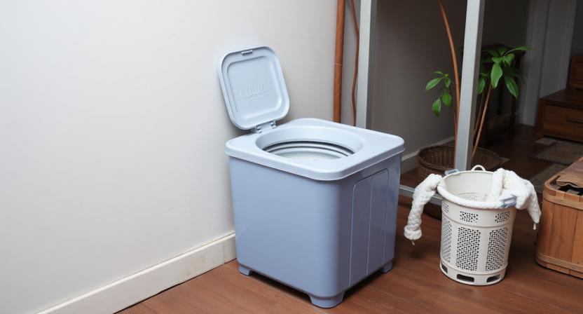 Space-saving Mini Washing Machine with Integrated Spin Dryer Functionality.