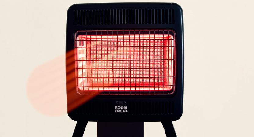 Modern Portable Ceramic Room Heater Warming a Cozy Home Office.