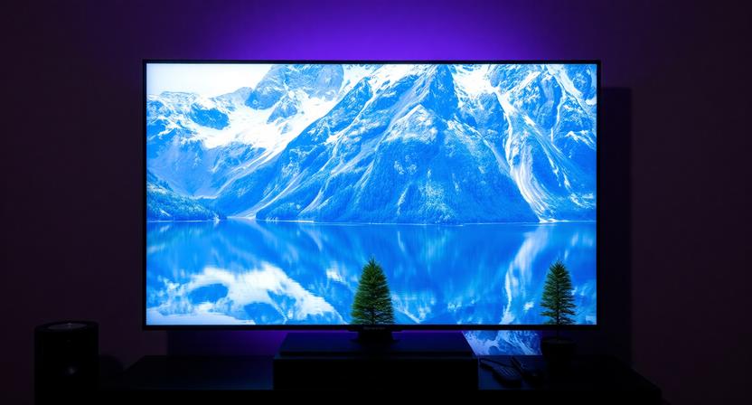 Slim Bezel 2026 4k Smart Tv Displaying Vibrant Micro Rgb Colors in High-contrast Hdr.