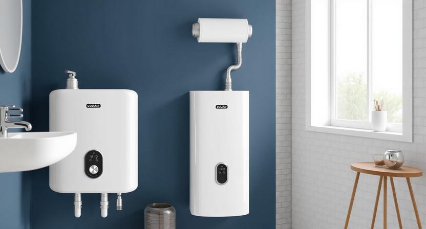 Energy-efficient 5-star Storage Water Heater with Digital Temperature Display and Anti-corrosion Glass-lined Tank for High-rise Apartments.