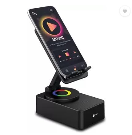 Care Case Jtp Foldable Mobile Phone Desk Holder, 360 Rotating Phone Stand with Wireless Bluetooth Speaker, 3 in 1 Mobile Phone Holder Stand