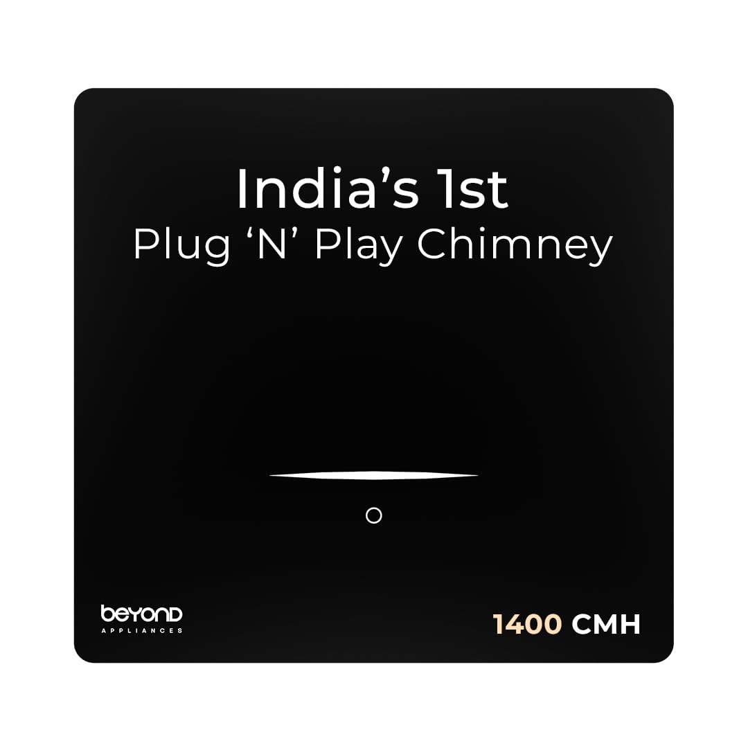 Beyond Appliances Cube Pro Plug N Play Ductless Kitchen Chimney | 1400 Cmh | Auto Clean | 5-stage Charcoal Activated Filter | Touch Control | 3-way Suction | 48db Low Noise | Black | Pan India Service