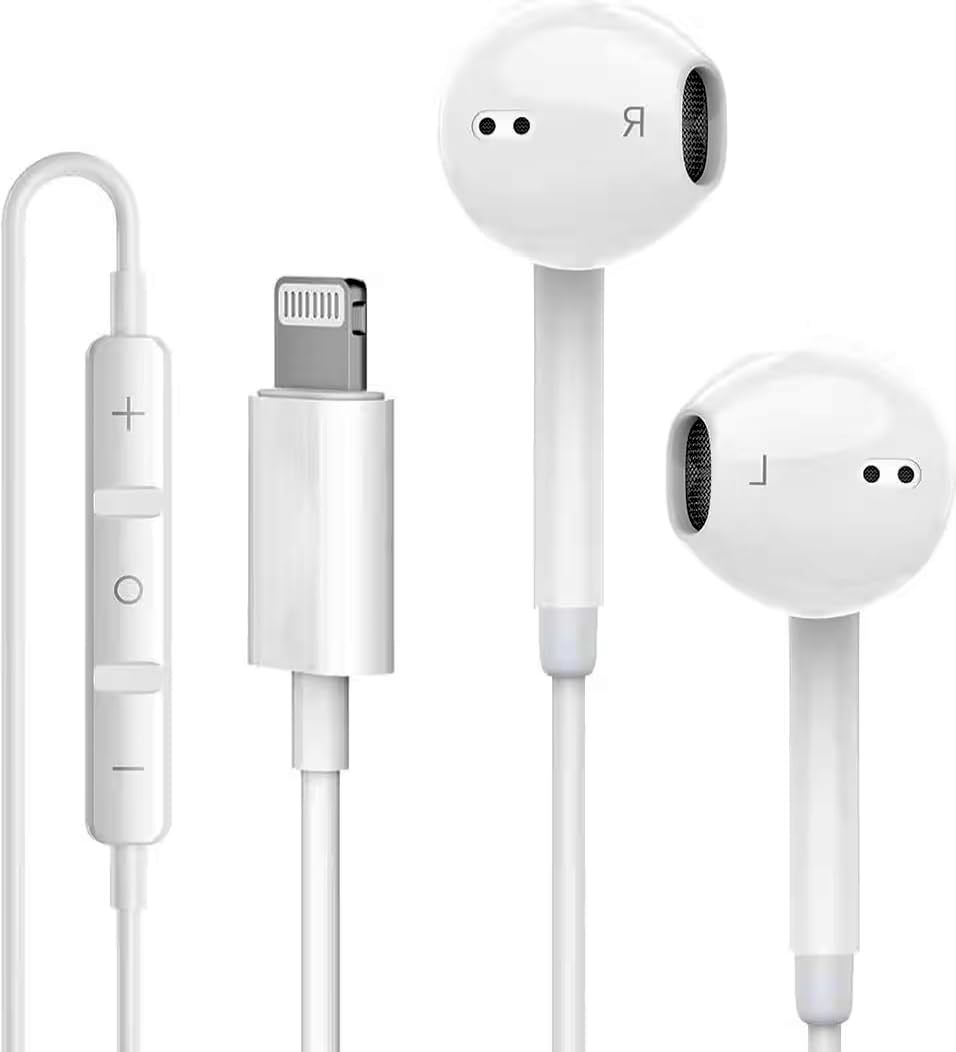 Compatible with Iphone 14 13 12 11 Pro Max X Xs Xr 8 7 Plus Apple Mfi Certified with Microphonewired Earphones White, In-ear Headphones