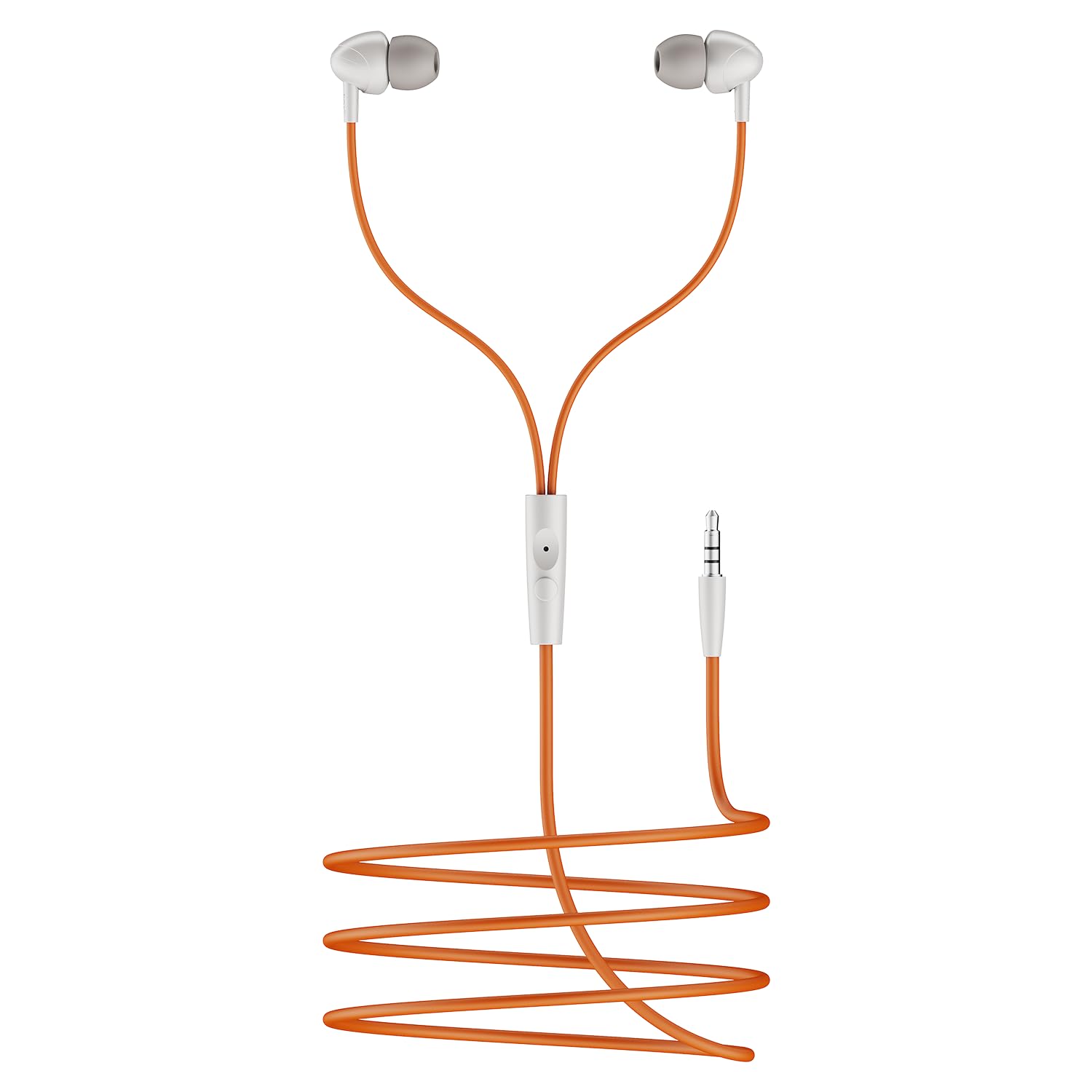 Boat 2025 Launch Bassheads 211 Wired Earphones with 10mm Drivers, Signature Sound, In-line Microphone, 3.5mm Jack, Voice Assistant & 120cm Cable (off White Orange)