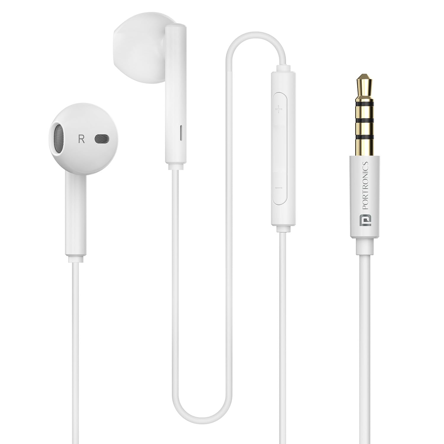 Portronics Conch Theta a in Ear 3.5mm Wired Earphones with in Line Hd Mic, Powerful Audio, 14.2mm Dynamic Driver, Unique Earbuds Design, Tpe Anti Tangle Wire,in Line Controls,wide Compatibility(white)