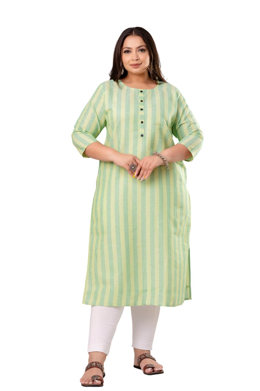 Women’s Plus Size Cotton Kurta | Lightweight Summer Wear Kurti | Non-transparent Soft Fabric | Easy to Wash & Long Lasting | Perfect for Office, College & Casual Looks