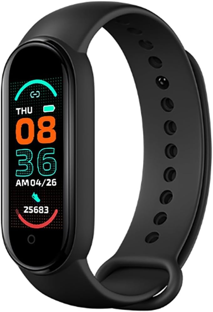 [𝟏𝟓 𝐘𝐄𝐀𝐑𝐒 𝐖𝐀𝐑𝐑𝐀𝐍𝐓𝐘] M6 Fitness Tracker Smart Band – Heart Rate, Step & Sleep Monitor, Waterproof Wristband for Men & Women, Sports Activity Tracker for Daily Health Monitoring