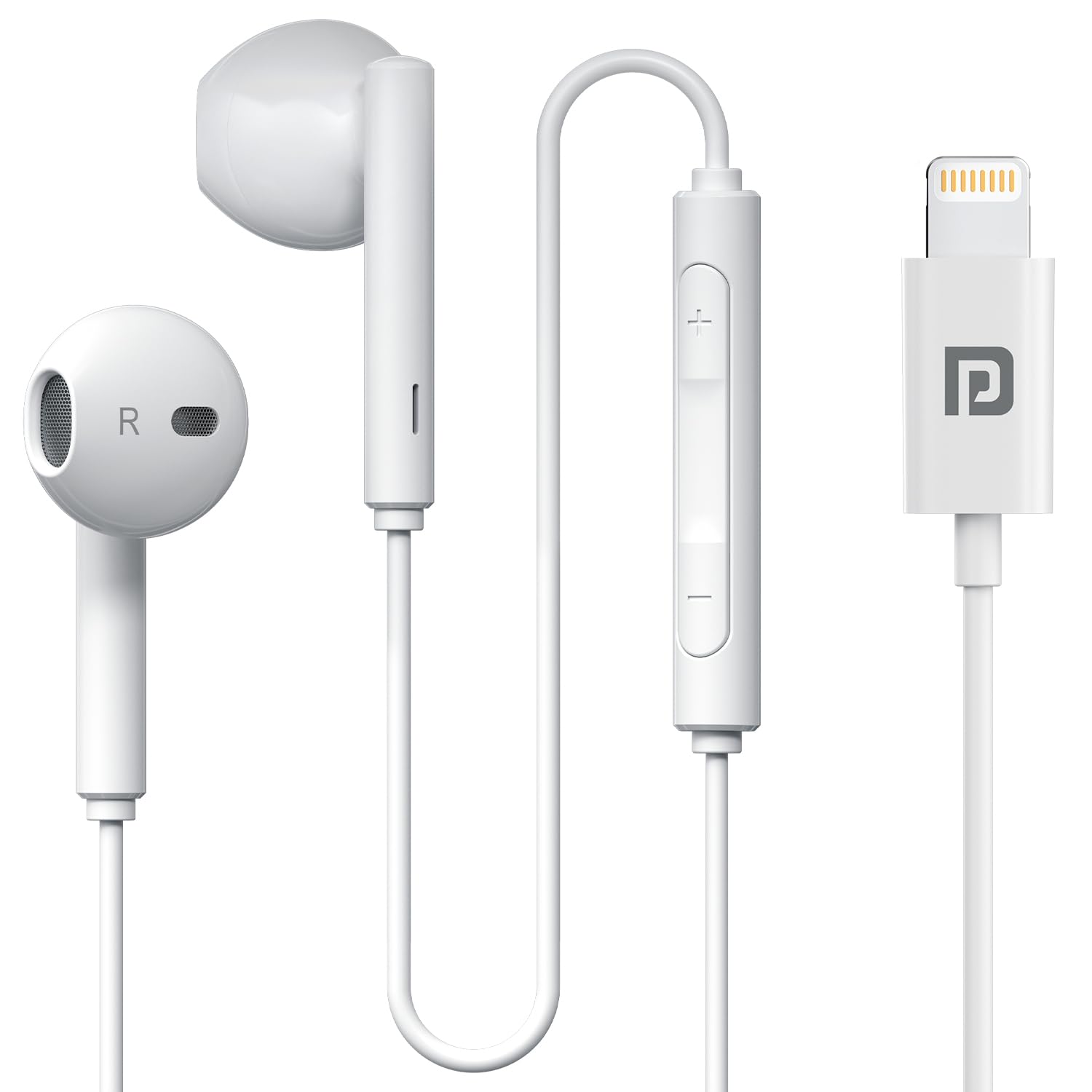 Portronics Conch Theta L 8 Pin Wired Earphone with in Line Hd Mic, Powerful Audio, 14.2mm Driver, Unique Earbuds Design, Tpe Anti Tangle Wire, in Line Controls, Wide Compatibility(white)