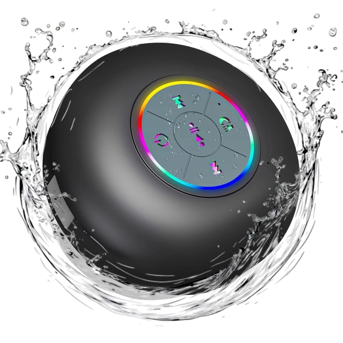 Zerolex Waterproof Bluetooth Shower Speaker with Led – Portable Wireless Mini Speaker with Mic & Suction Cup, Ipx4 Water Resistant for Shower, Travel, Pool, River Floating, and Outdoor