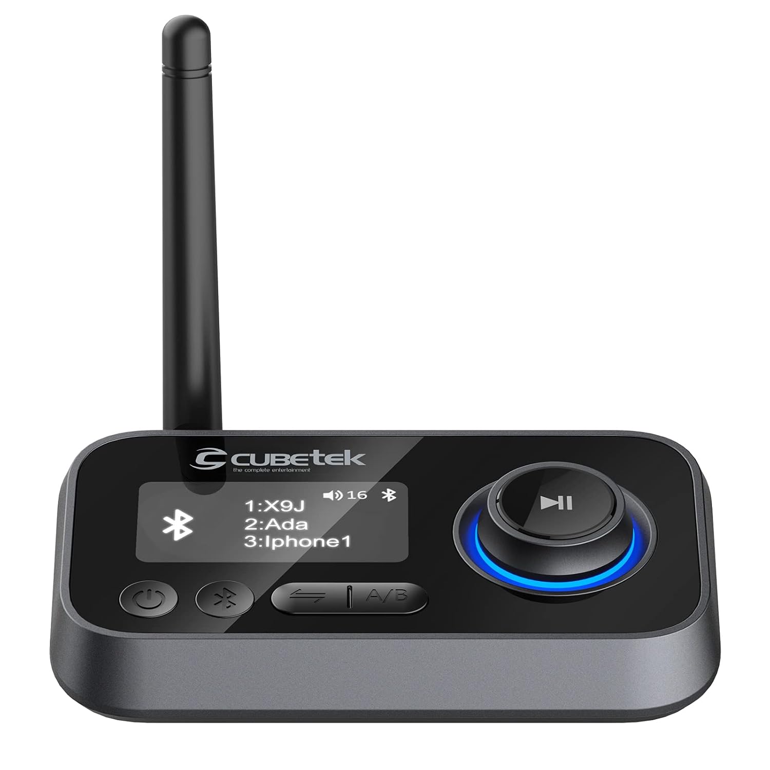 Cubetek 3 in 1 Lcd Display V5.0 Bluetooth Transmitter Receiver, Bypass Audio Adapter with Aux, Optical, Dual Link Support for Tv, Home Stereo, Pc, Headphones, Speakers, Model: Cb-bt27