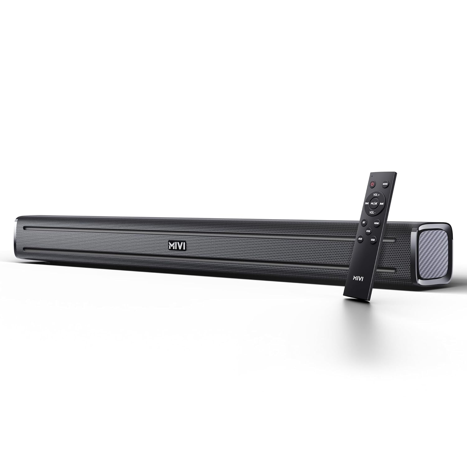 Mivi Fort Q80 Soundbar with 80w Surround Sound, 2.2 Channel Soundbar with 2 In-built Subwoofers, Multiple Eq and Input Modes, Remote Accessibility, Bluetooth V5.2, Made in India Sound Bar for Tv