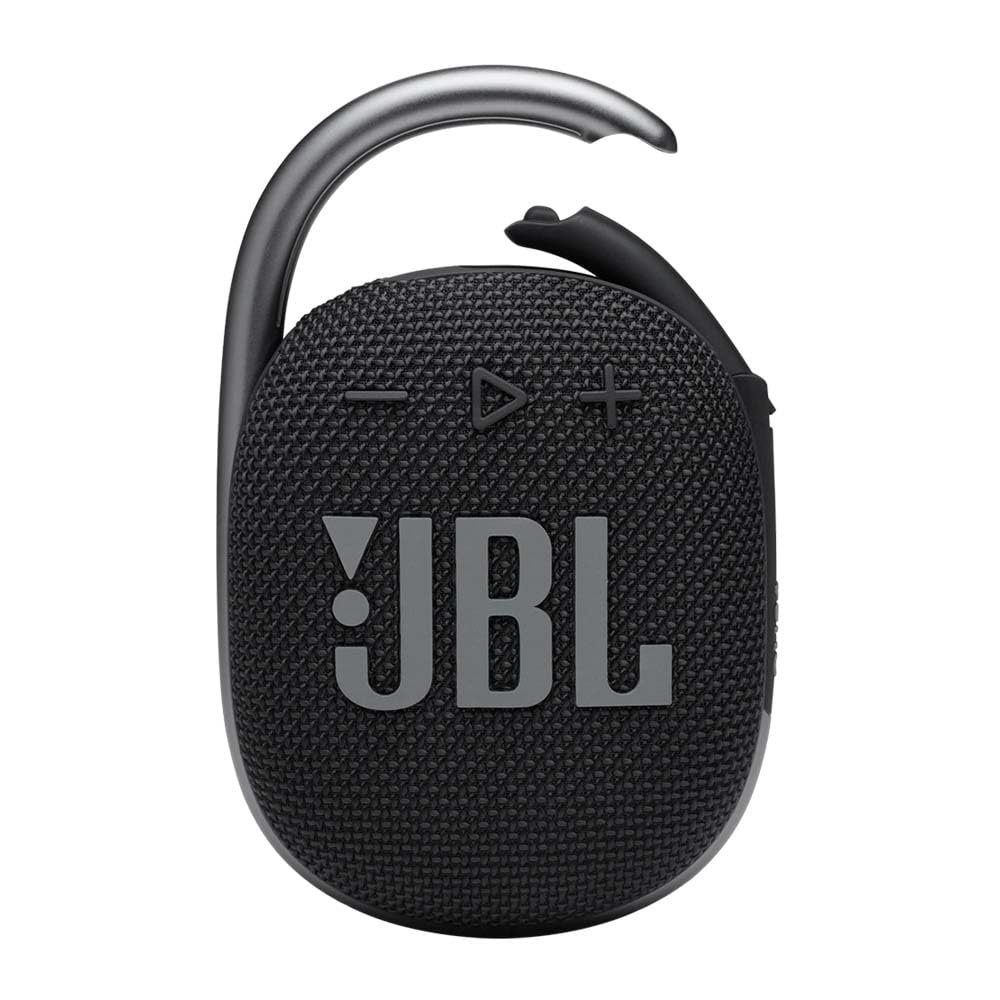 Jbl Clip 4, Wireless Ultra Portable Bluetooth Speaker, Pro Sound, Integrated Carabiner, Vibrant Colors with Rugged Fabric Design, Dust & Waterproof, Type C (without Mic, Black)