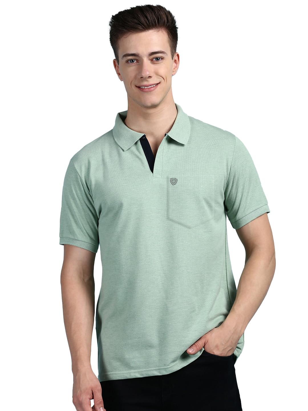 Lux Cozi Men's Half Sleeve Soild Casual Regular Fit T-shirt with Chest Pocket | Polo Tshirt for Men