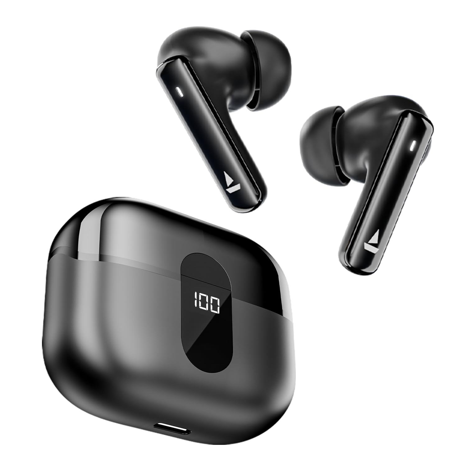 Boat Airdopes 121 Pro Plus,100h Battery,4mics Enx,low Latency,fast Charge, Led Display, Stream Ad Free Music Via App Support, Bluetooth in Ear Earbuds, Tws Ear Buds Wireless Earphones with Mic (black)