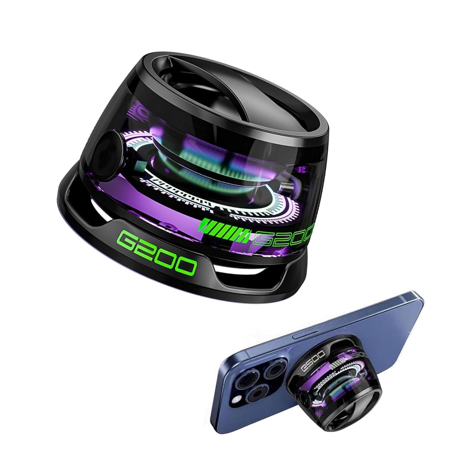 Qevra G200 Magnetic Bluetooth Speakerr – Portable Mini Wireless Speaker with Rgb Light Show, 3d Surround Sound, Tws Pairing, Waterproof Pocket Speaker & 2-in-1 Phone Stand for Iphone & Android