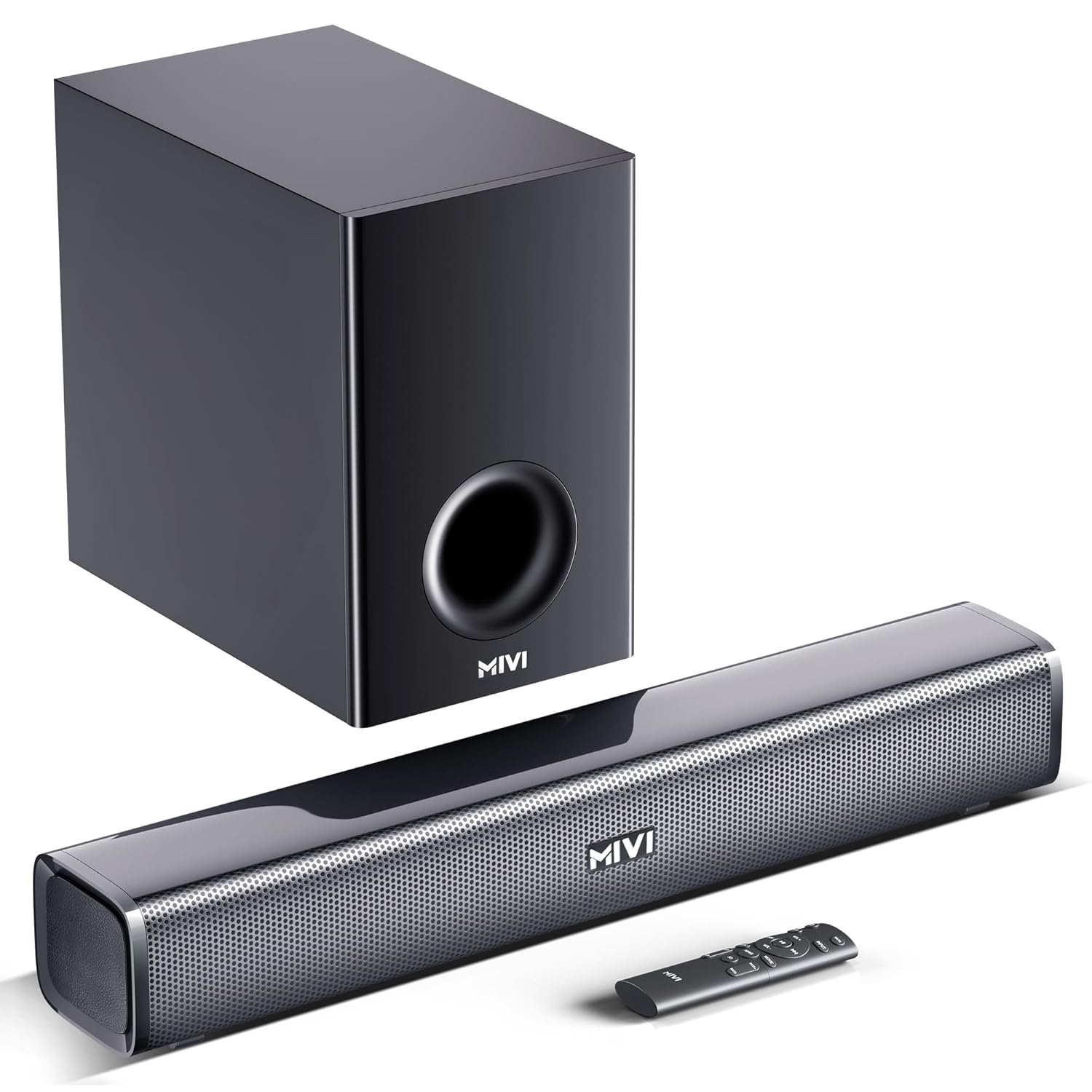 Mivi Fort H120 Soundbar - 120w Home Theatre Sound Bar, 2.1 Channel, 2 In-built Speakers and 1 External Subwoofer, Multiple Eq & Input Modes, Made in India Sound Bar for Tv