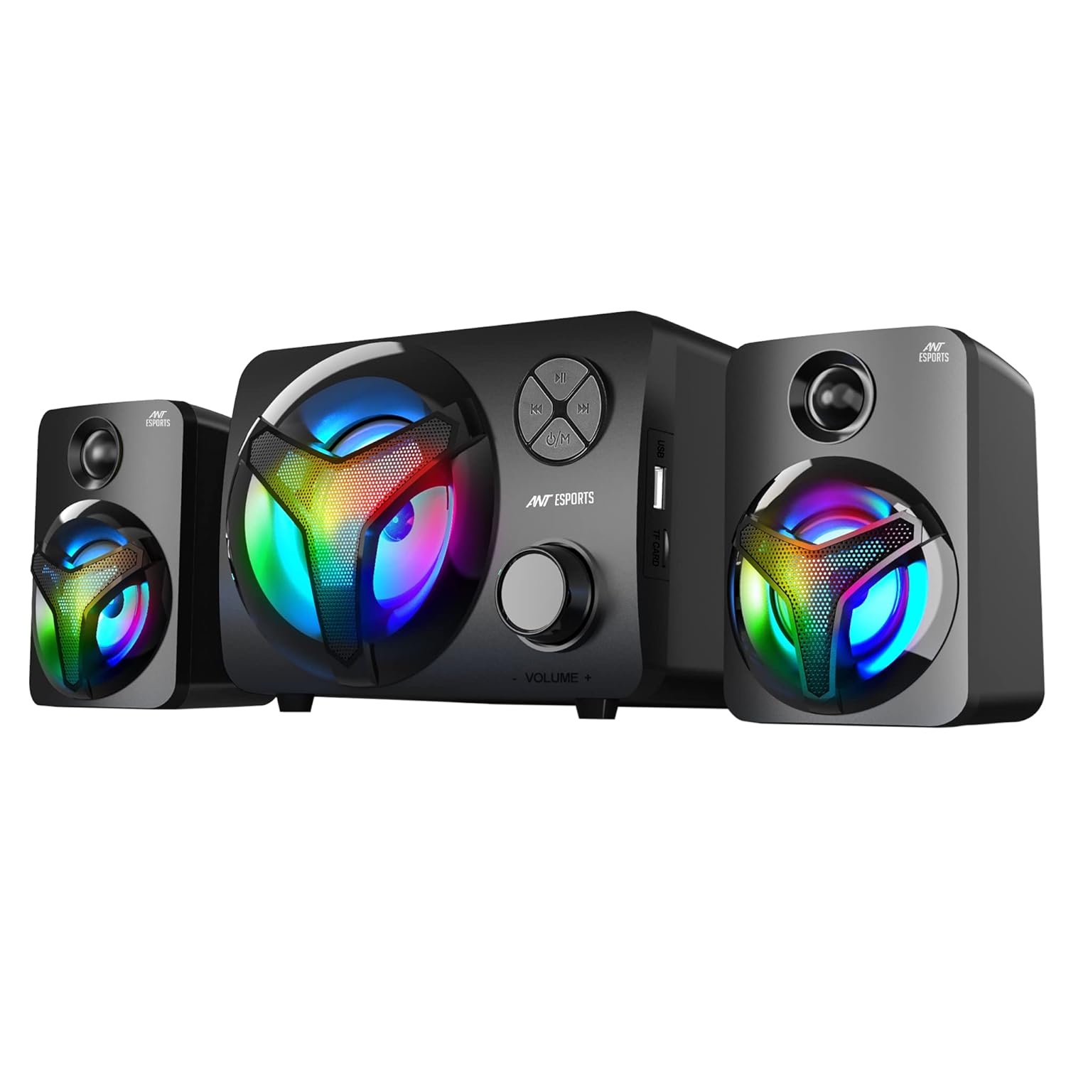 Ant Esports Gs350 Pro 2.1 Gaming Speakers, 15w (2×5w Speakers + 5w Subwoofer), Usb Powered Bluetooth Speaker with 3.5mm Aux, In-line Volume Control & Rgb Lights for Pc,laptop, Tablet & Mobile - Digital Shop Now Ant Esports Gs350 Pro 2.1 Gaming Speakers, 15w (2×5w Speakers + 5w Subwoofer), Usb Powered Bluetooth Speaker with 3.5mm Aux, In-line Volume Control & Rgb Lights for Pc,laptop, Tablet & Mobile