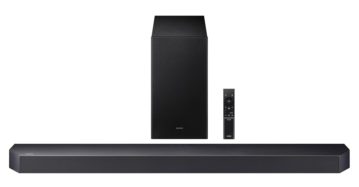 Samsung 380 W True 3.1.2ch Soundbar with Dolby Audio | Dts Virtual:x | Q-symphony | Center, Up-firing Speakers | Hdmi Arc | Optical in | Bluetooth | Usb | Wireless Subwoofer (hw-q600f/xl, Titan Black)