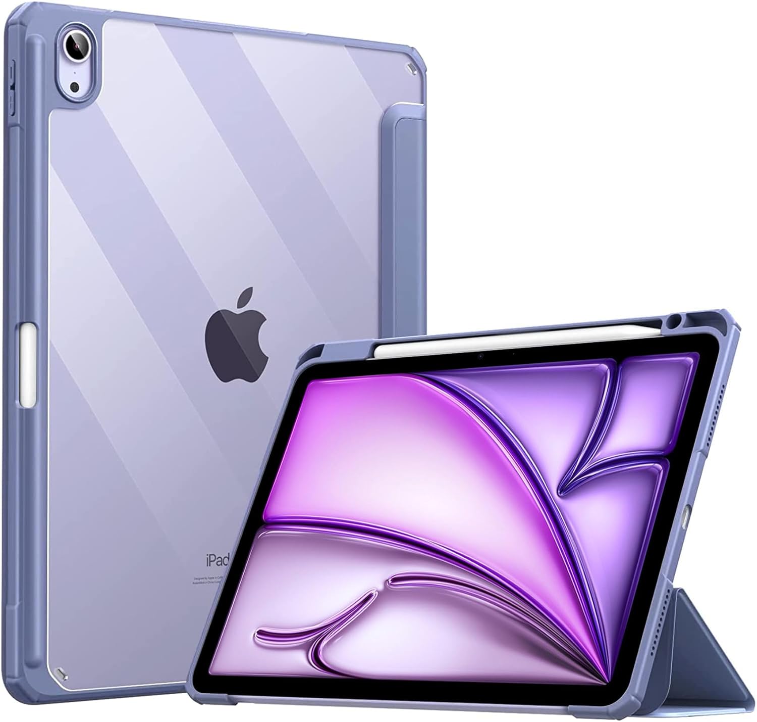 Robustrion Case Cover for Ipad Air 11 Inch Cover M3 / M2 / Ipad Air 5th Generation Cover/air 4th Gen Hybrid Case with [pencil Holder] for Ipad Air 11 Inch M3 / M2 / Air 4th 5th 6th 7th Gen - Lavender