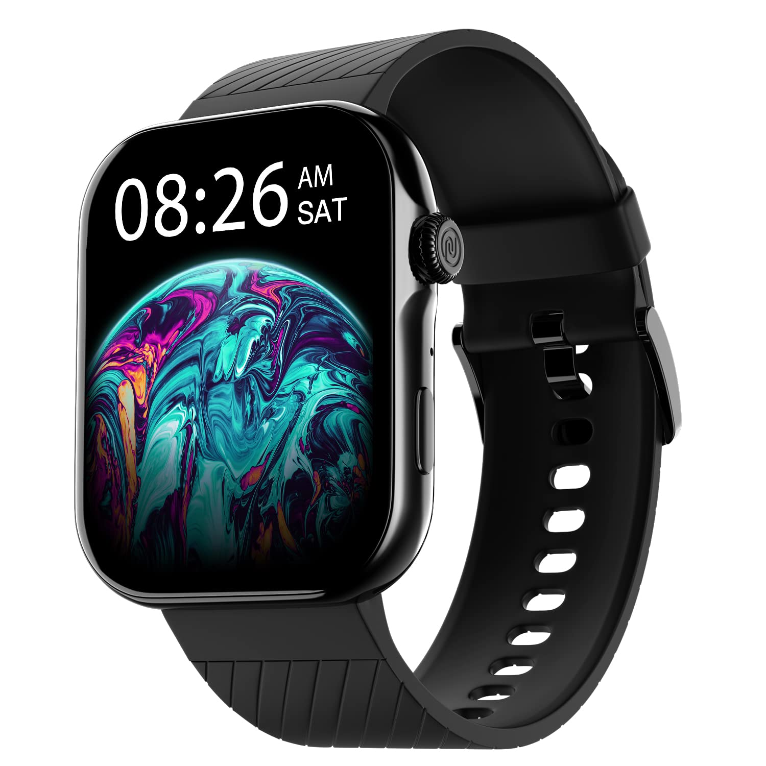 Noise Colorfit Ultra 3 Bluetooth Calling Smart Watch with Biggest 1.96" Amoled Display, Premium Metallic Build, Functional Crown, Gesture Control with Silicon Strap (jet Black)