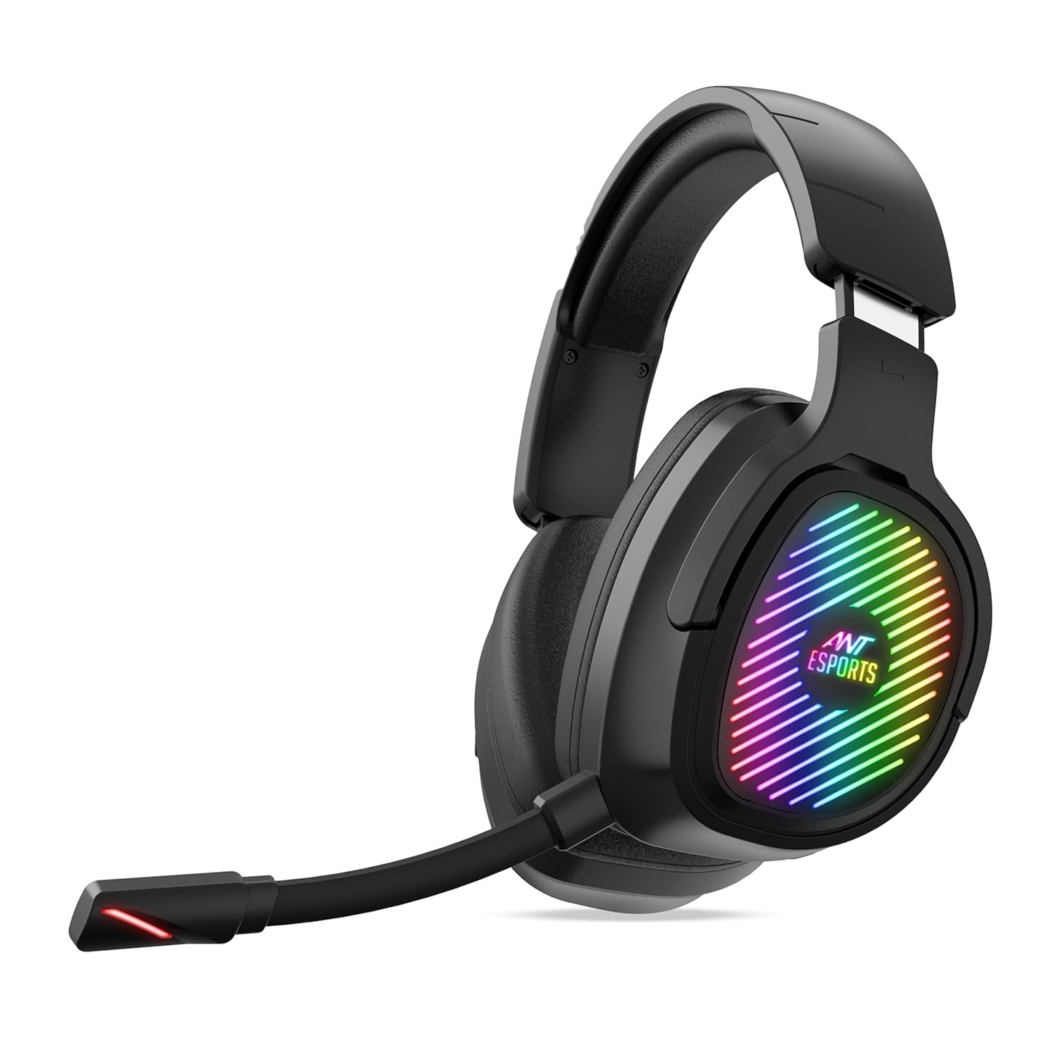 Ant Esports Stealth 10 Wireless Gaming Headset with Noise Cancelling Microphone for Pc, Ps5, Ps4, Mac, 2.4 Ghz Wireless & Bt 5.4 Gaming Headphones, Cool Rgb Lighting, 35hr Battery, 50mm Drivers-black