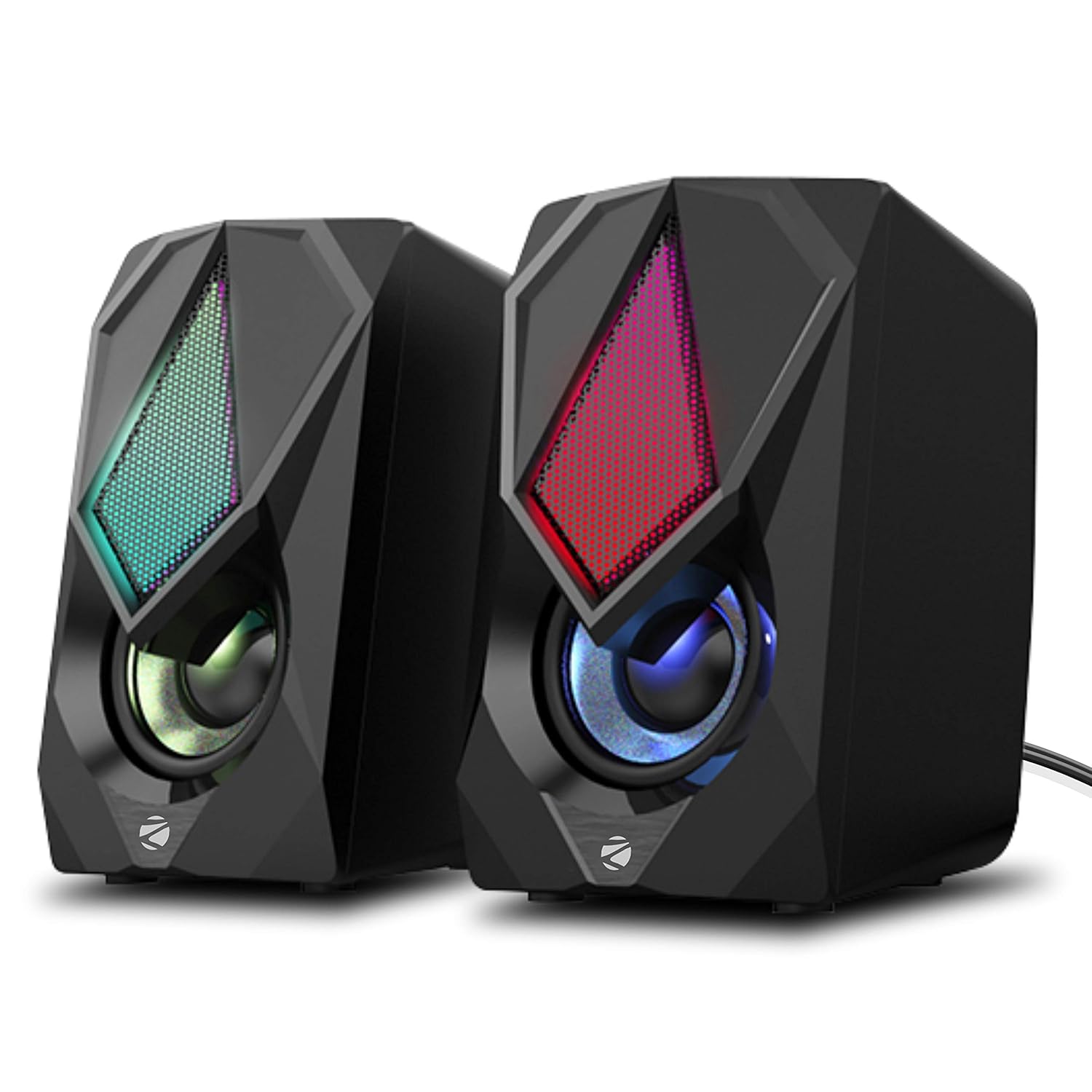 Zebronics Zeb-warrior Ii 10 Watts 2.0 Multimedia Speaker with Rgb Lights, Usb Powered, Aux Input, Volume Control Pod for Pc, Laptops, Desktop