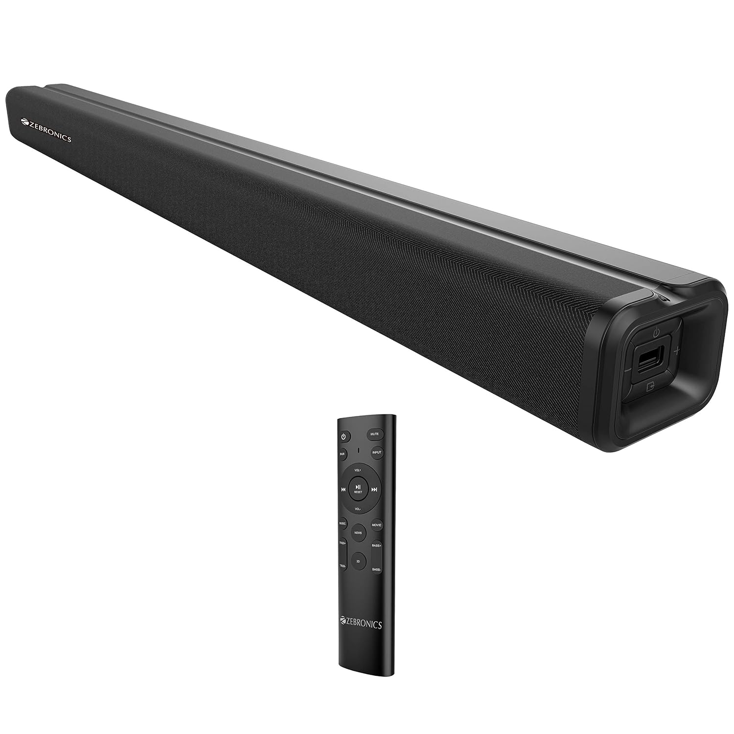 Zebronics Zeb-juke Bar 3500 Wireless Bluetooth Single Soundbar with Supporting Wall Mount, Usb, Aux, Coaxial In, Hdmi Arc & Remote Control. (60 Watt, 2.0 Channel)