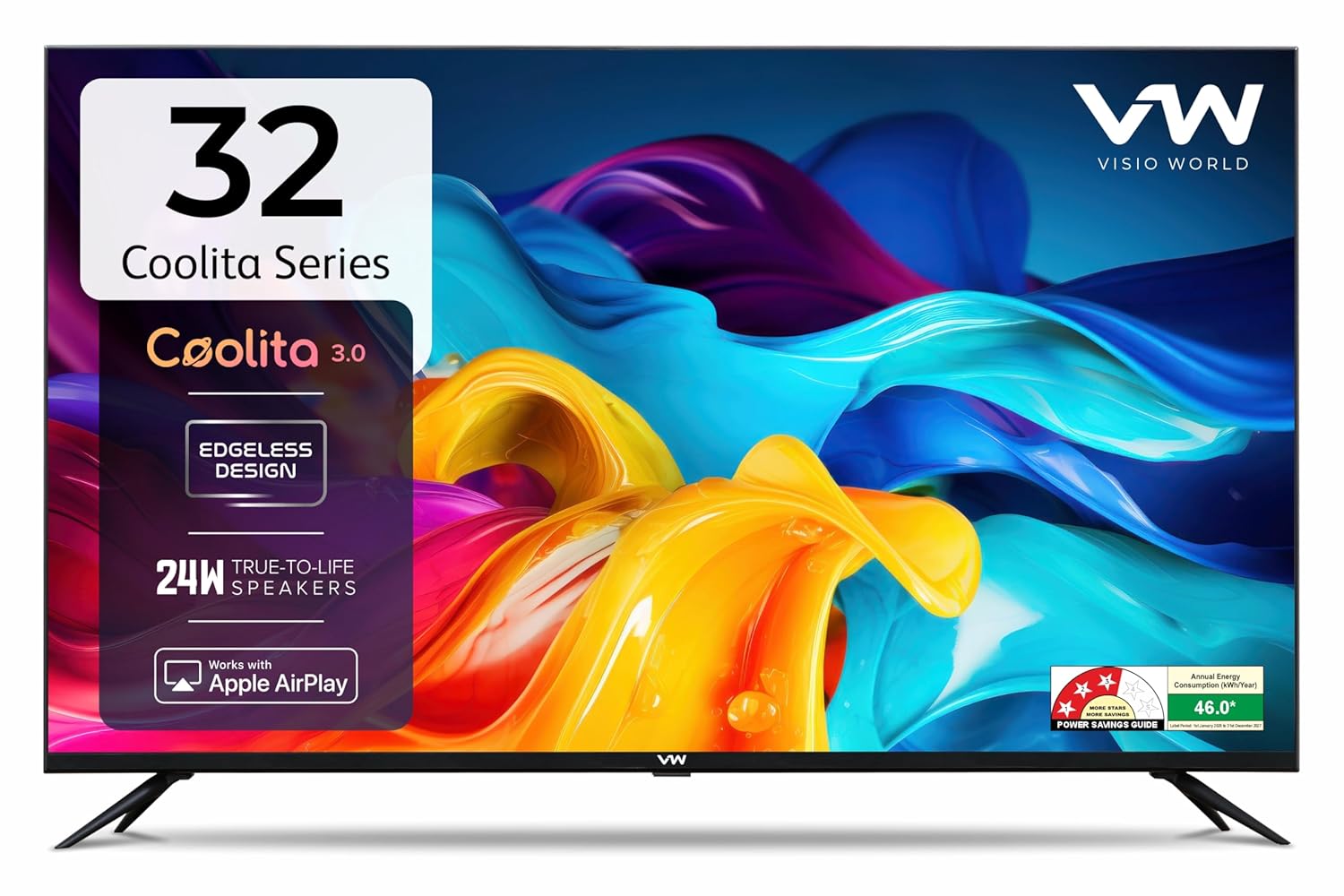 Vw 80 Cm (32 Inches) Linux Frameless Series Hd Ready Smart Led Tv Vw32c3