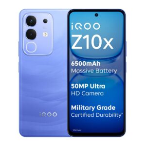 Iqoo Z10x 5g (ultramarine, 6gb Ram, 128gb Storage) | 6500 Mah Large Capacity Battery | Dimensity 7300 Processor | Military-grade Durability