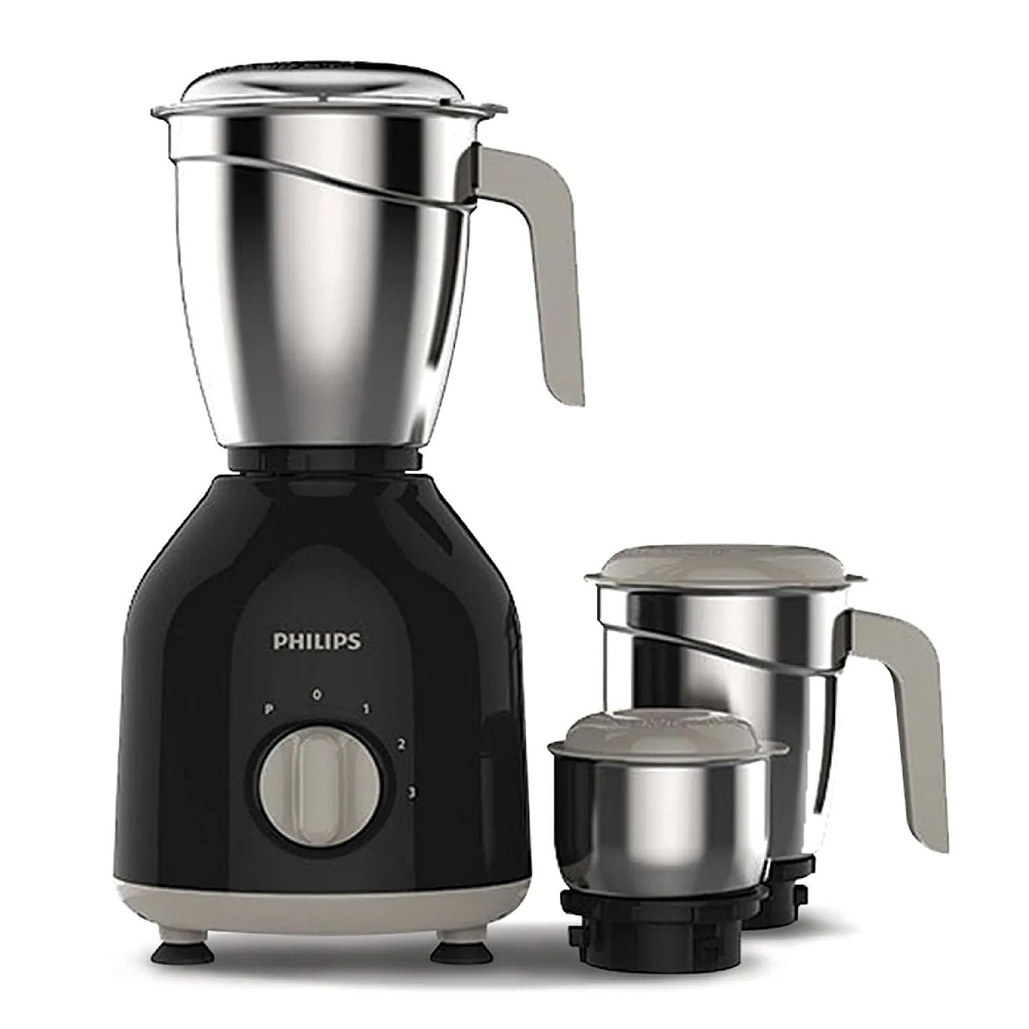 Philips Hl7756 Mixer Grinder 750 Watt with 3 Stainless Steel Jars | 5 Years Motor Warranty with 25 Mins Continuous Grinding | Mixer Grinder for Kitchen with 3 Speed Control & Pulse Function (black)